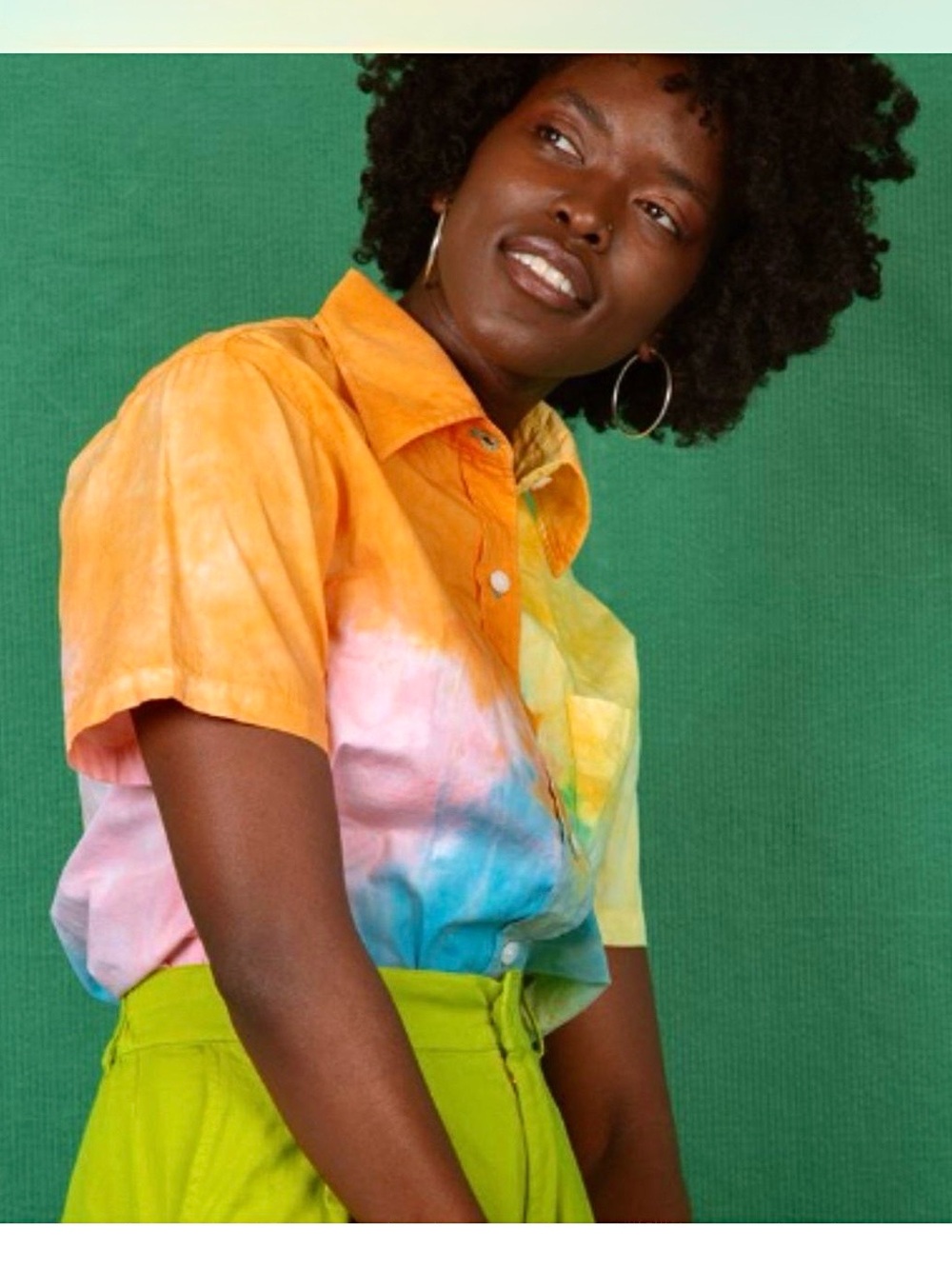 BIG BUD PRESS Rainbow Painter’s Palette Short Sleeve Button‎ Up Camp Shirt XXS